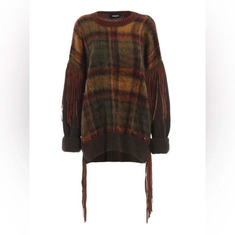 DSQUARED2
Fringes fluffy tartan panel wool jumper NWT - Picture 2 of 10